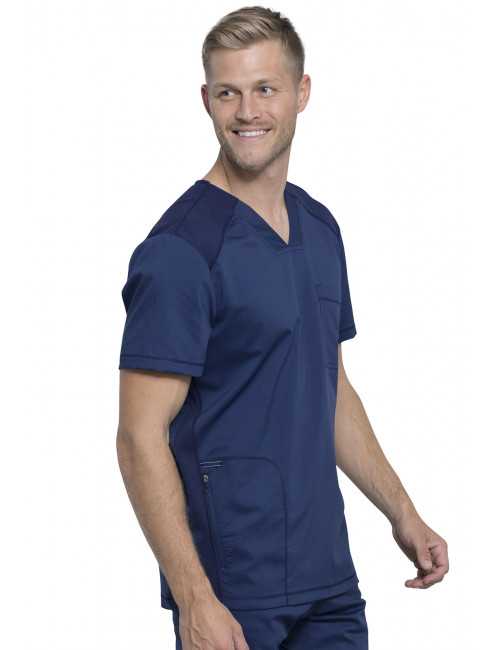 Blouse médicale Homme Col V, Cherokee, Collection "Revolution" (WWE603) bleu marine gauche