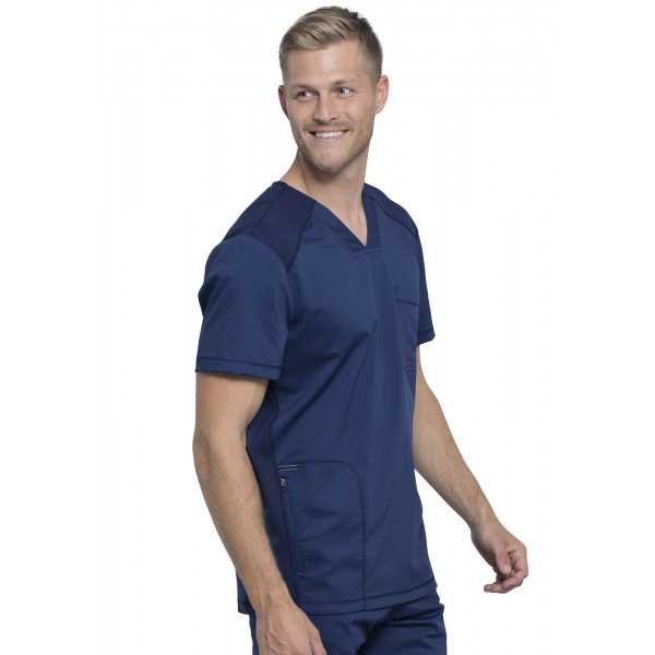 Blouse médicale Homme Col V, Cherokee, Collection "Revolution" (WWE603) bleu marine gauche