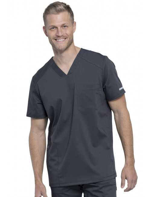 Blouse médicale Homme Col V, Cherokee, Collection "Revolution" (WWE603) gris anthracite face