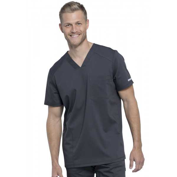 Blouse médicale Homme Col V, Cherokee, Collection "Revolution" (WWE603) gris anthracite face