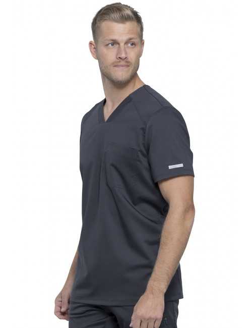 Blouse médicale Homme Col V, Cherokee, Collection "Revolution" (WWE603) gris anthracite gauche