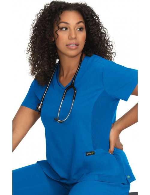 Blouse médicale Femme Koi "Longevity", collection Planet Koi (1034) Bleu royal de face 