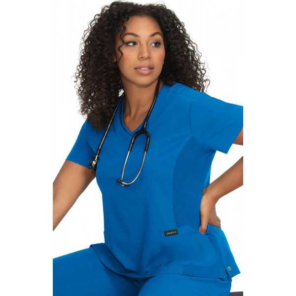 Blouse médicale Femme Koi "Longevity", collection Planet Koi (1034) Bleu royal de face 