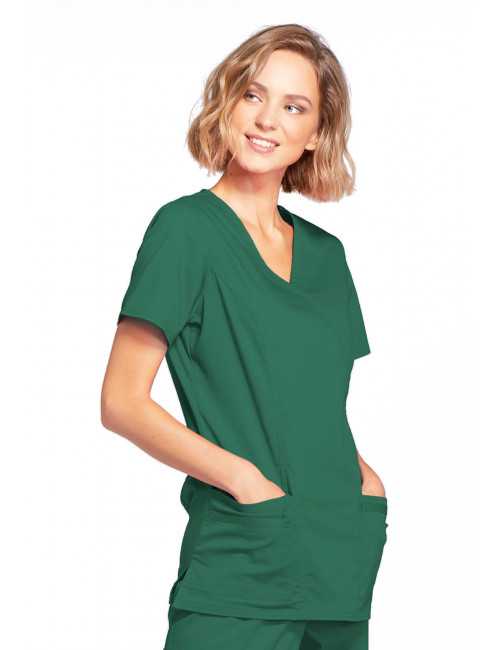 Blouse médicale Femme, Cherokee, collection "Core Stretch" (4728) vert chirurgien face