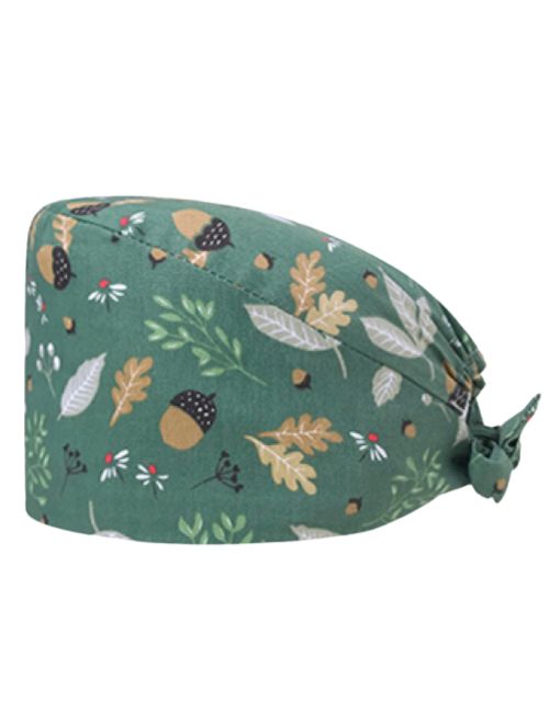 Medical cap "acorns and leaves on green background" (209-12021)