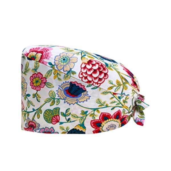 Medical cap "Large flowers on a white background " (209-12283)