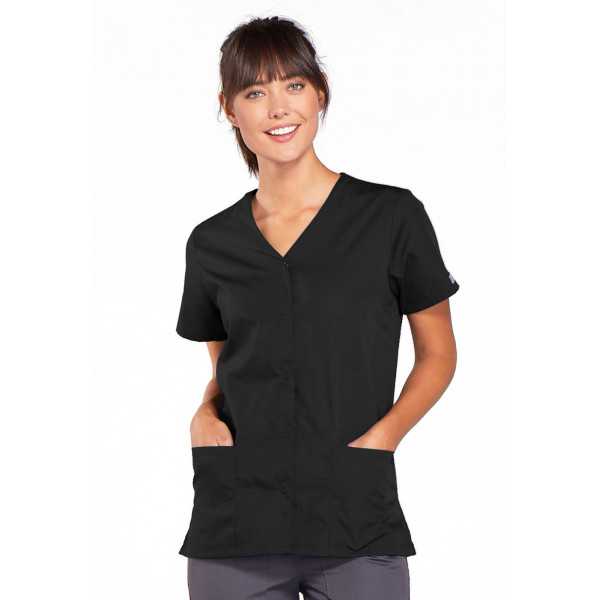 Blouse médicale Femme boutons pression, Cherokee Workwear Originals (4770), couleur noir vue face