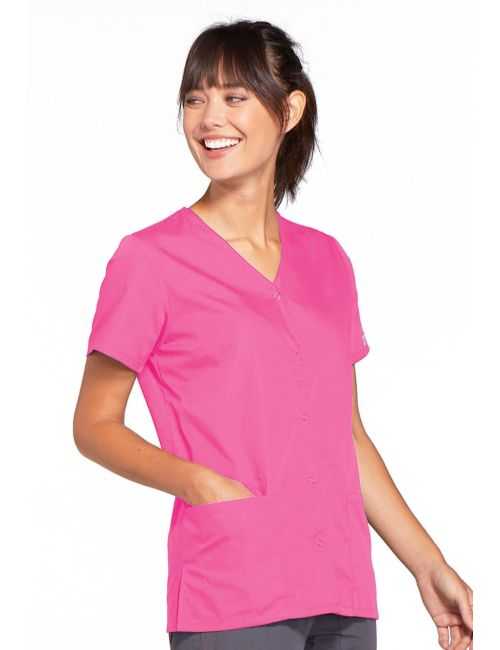 Blusa médica de mujer con botones de presión, Cherokee Workwear Originals (4770)