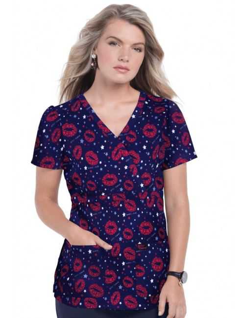 Blouse médicale originale Femme "Bouche", Collection Koi (B117PR)