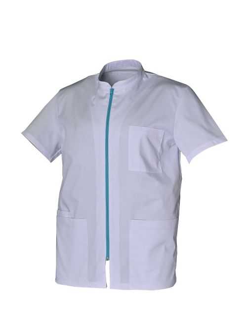 Bata médica para hombres blanca de manga larga de poliéster/algodón Xavier, SNV (XAVLP00300)