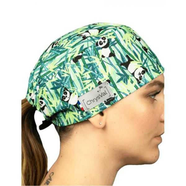 Gorro médico corto "Panda bambú" 100% algodón CHRYSVAL (211-487)