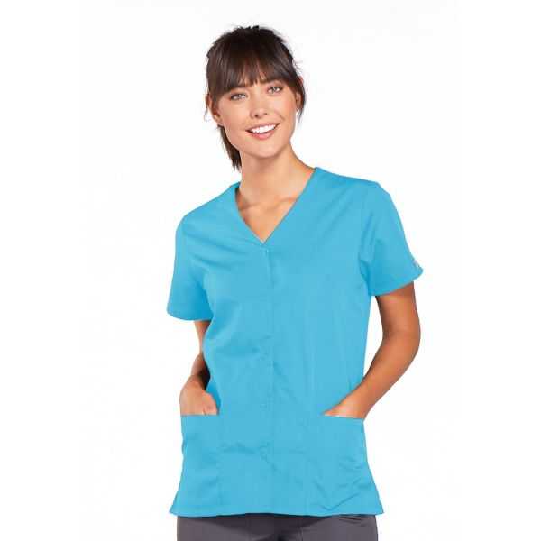 Blusa médica de mujer con botones de presión, Cherokee Workwear Originals (4770)