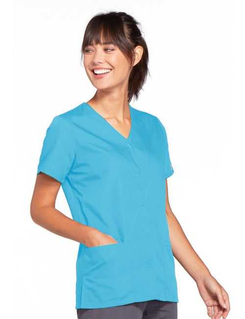 Blusa médica de mujer con botones de presión, Cherokee Workwear Originals (4770)