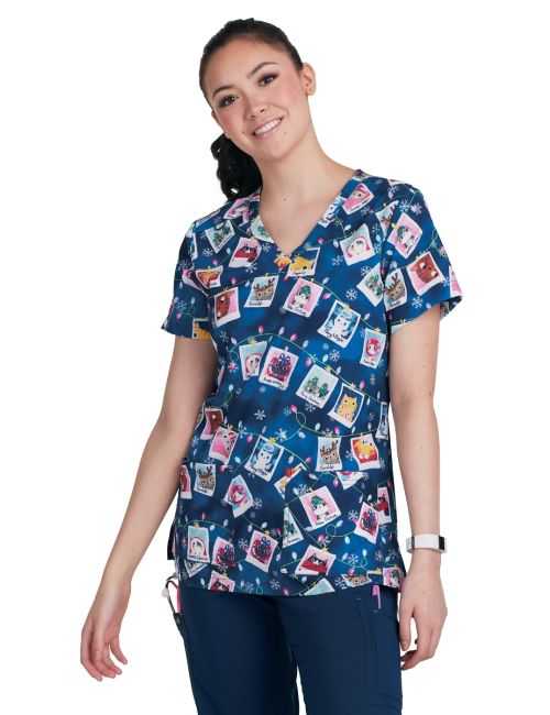 Blouse médicale originale Femme "Chats de Noël", (1122PRA-FFV)