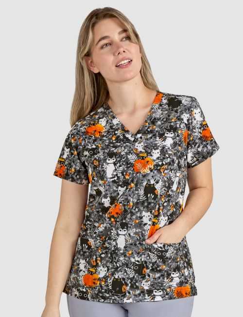 Blouse médicale originale Femme "Chats d'Halloween", (1122PRA-PYL)