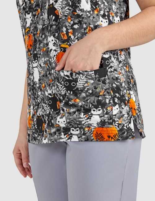 Blouse médicale originale Femme "Chats d'Halloween", (1122PRA-PYL)