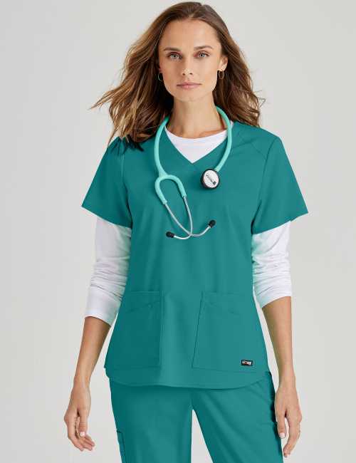 Blusa médica de mujer, "Grey's Anatomy Stretch" 2 bolsas (GRST011)