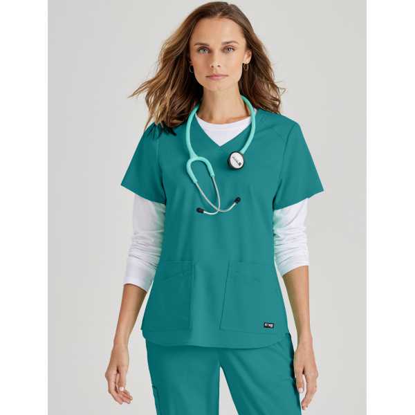 Women's medical blouse, "Grey's Anatomy Stretch" 2 pockets (GRST011)