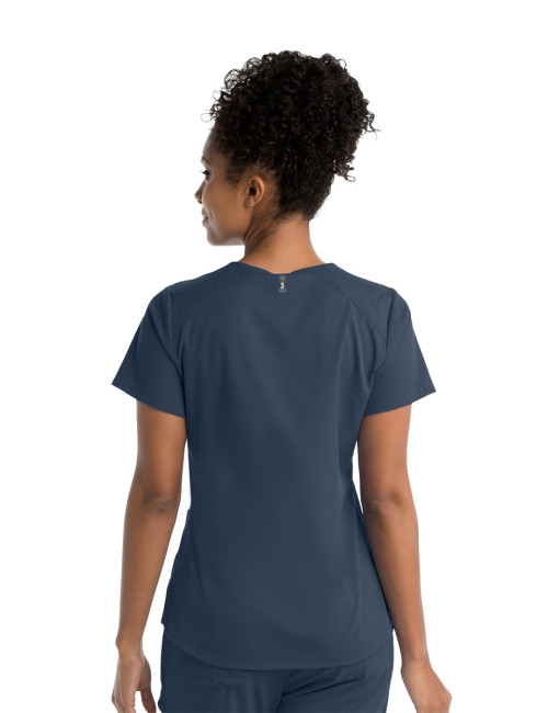 Blouse médicale femme, couleur gris anthracite vue de dos, collection "Grey's Anatomy Stretch" (GRST011-)