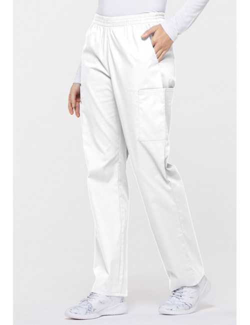 Pantalon médical Unisexe élastique, Dickies, Collection "EDS signature" (86106), couleur blanc, vue coté