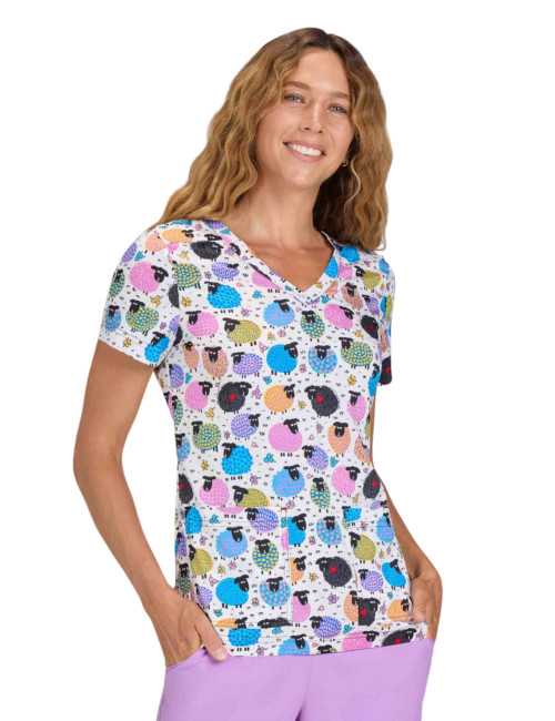 Blouse médicale femme imprimée "Moutons" (1122PRA-TBS)