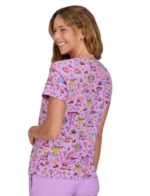 Blouse médicale femme imprimée "Paresseux" (384PR-SLH)